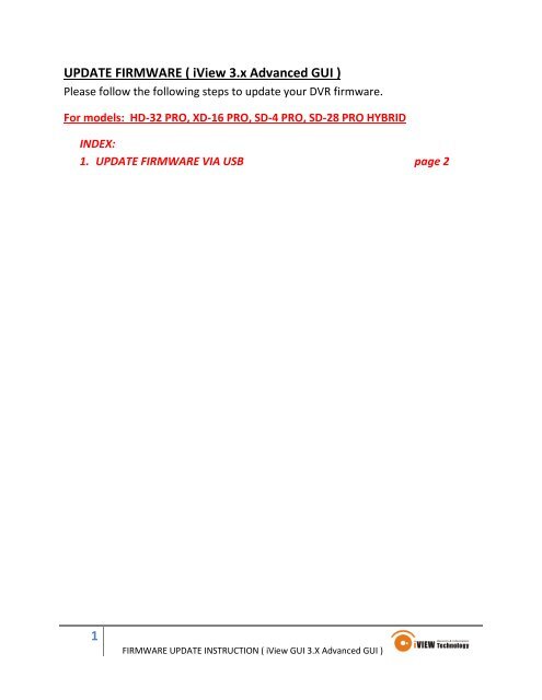 1 UPDATE FIRMWARE ( iView 3.x Advanced GUI )
