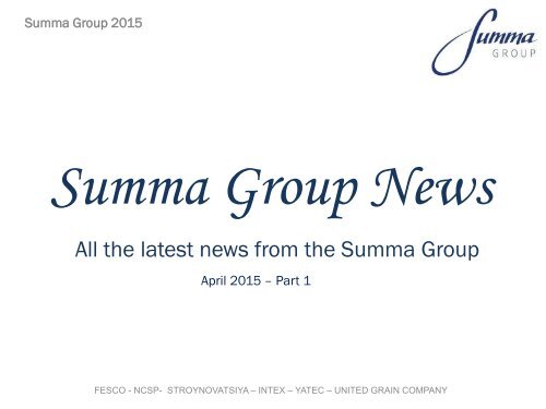 Summa Group News 2015 - April