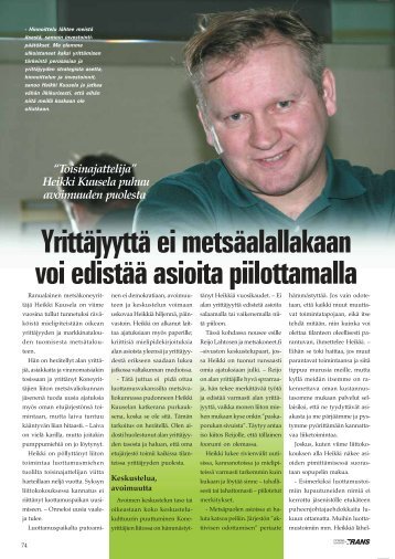 Heikki Kuusela puhuu avoimmuden puolesta s. 74