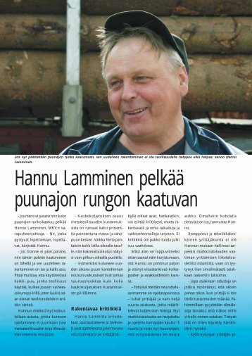 Hannu Lamminen pelkää puunajon rungon kaatuvan s ... - Metsätrans