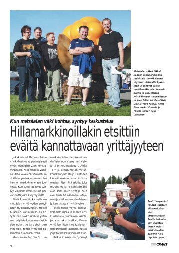 Hillamarkkinoilta eväitä kannattavaan yrittäjyyteen s. 74