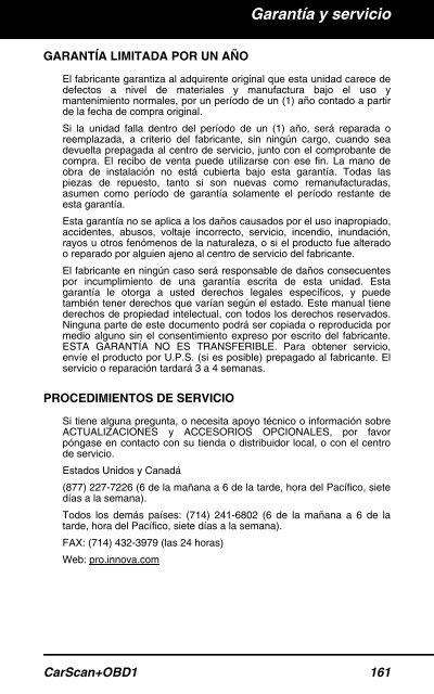 Manual del Propietario NÃºmero de parte - Innova Pro