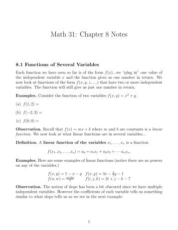 Math 31: Chapter 8 Notes