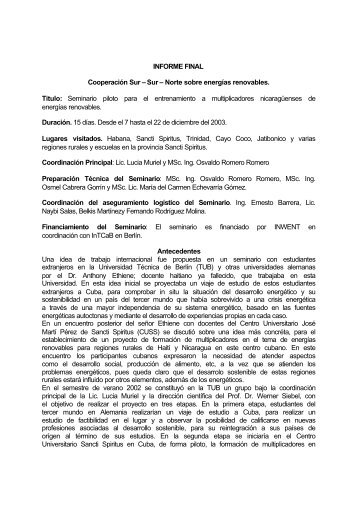 INFORME FINAL CooperaciÃ³n Sur â Sur â Norte sobre energÃ­as ...