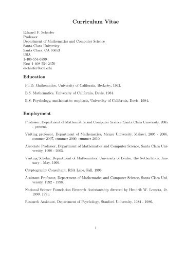 Curriculum Vitae - Santa Clara University