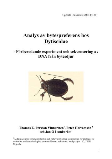 Molekylära studier av maginnehåll på akvatiska insekter - Mygg.se