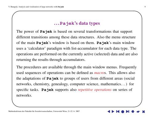 'Advanced Network Analysis / Pajek: Large ... - Vladimir Batagelj