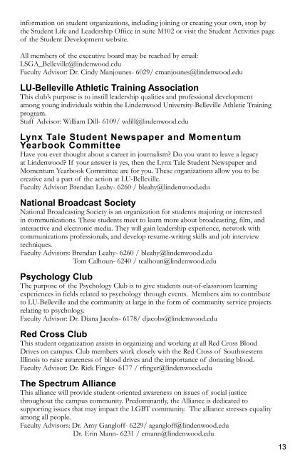 STUDENT HANDBOOK - Lindenwood University - Belleville