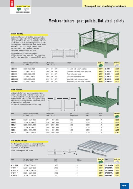 Lager-Fix containers, mesh box pallets