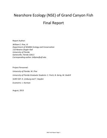 (NSE) of Grand Canyon Fish Final Report - Florida Rivers Research ...