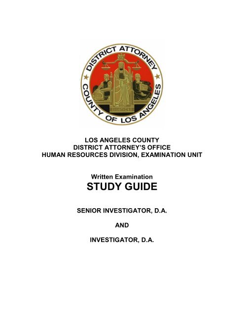 LADA Investigator Written Examination Study Guide - Los Angeles ...