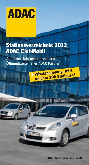 Stationsverzeichnis 2012 ADAC ClubMobil