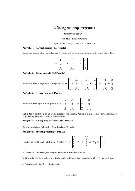 1. Ãbung zu Computergrafik 1