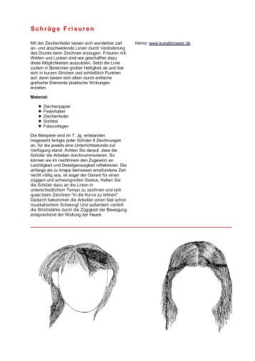 Kunstaufgaben - Aufgaben - SchrÃ¤ge Frisuren - Kunstbrowser