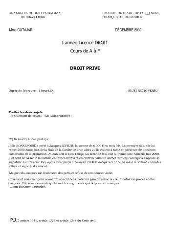 le annÃ©e Licence DROIT Cours de A Ã  F DROIT PRIVE - ovh.net