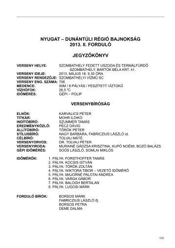 Eredmények - Pápai Úszó Sportegyesület