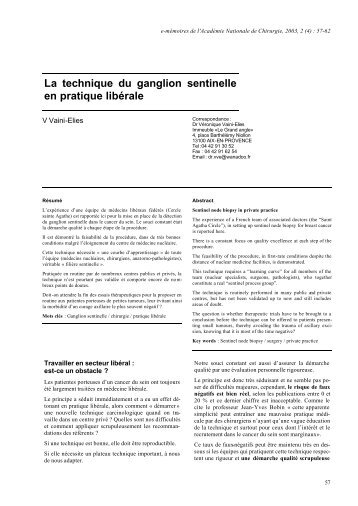 La technique du ganglion sentinelle en pratique libÃ©rale - AcadÃ©mie ...