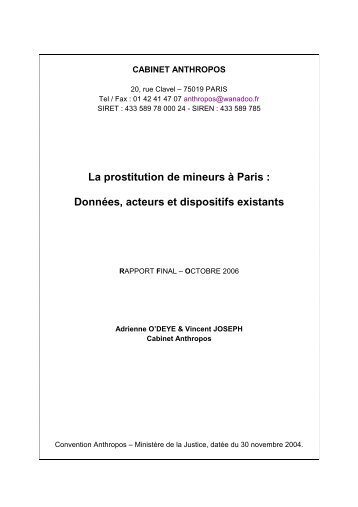 La prostitution des mineurs Ã  Paris - Cabinet ... - Ecpat France