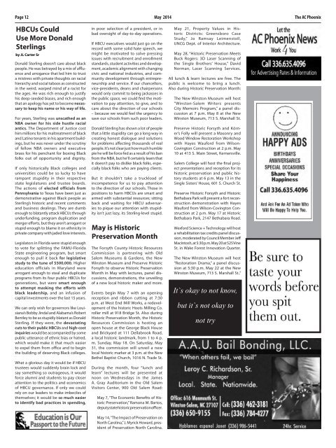 The AC Phoenix: More than a Newspaper, a Community Institution -- Issue No. 2011, May 2014