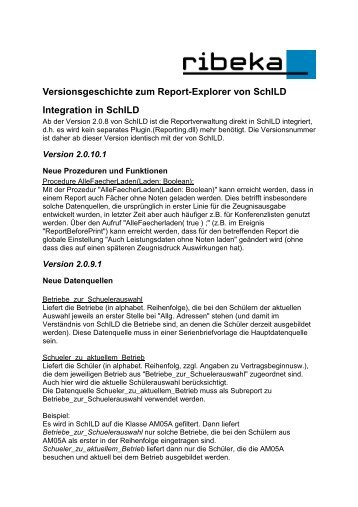 Versionsgeschichte Reporting - SVWS-NRW