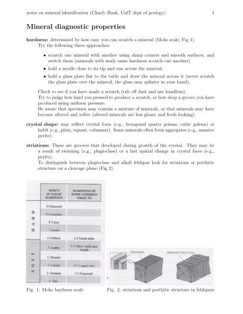 Mineral diagnostic properties - Civil Engineering