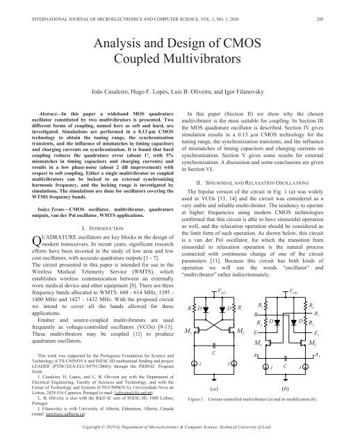 Analysis and Design of CMOS Coupled Multivibrators