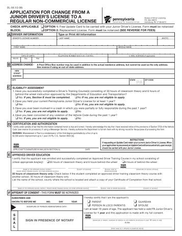 Application to Graduate from a Junior to Senior Driver's License