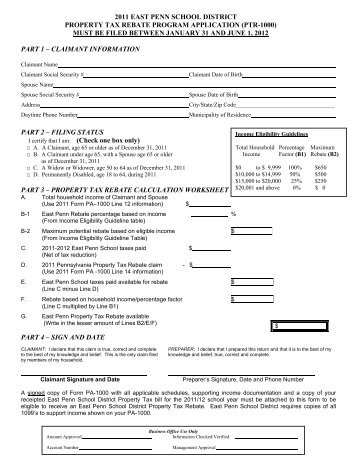 sample tax rebate - East Penn School District