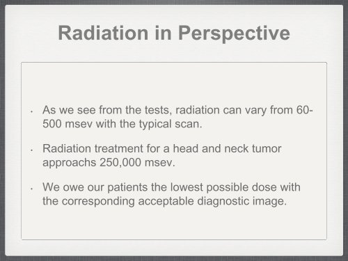 Radiation and CBCT