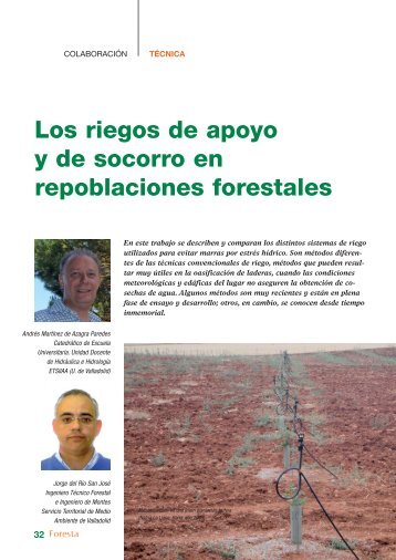 los riegos de apoyo y de socorro en repoblaciones forestales