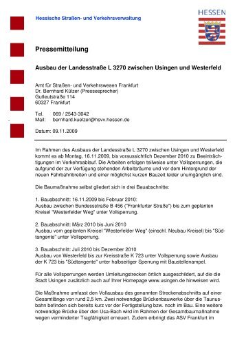 Pressemitteilung - Stadt Usingen