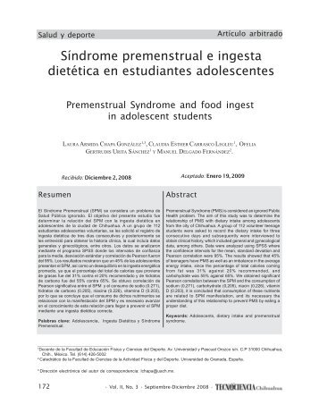 Síndrome premenstrual e ingesta dietética en estudiantes ...