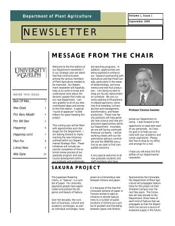 NEWSLETTER - Plant Agriculture - University of Guelph