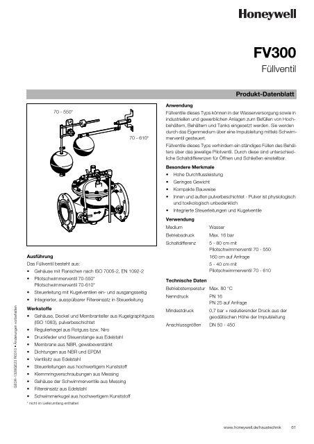 Produktinformation (Deutsch) - Produktkatalog Haustechnik