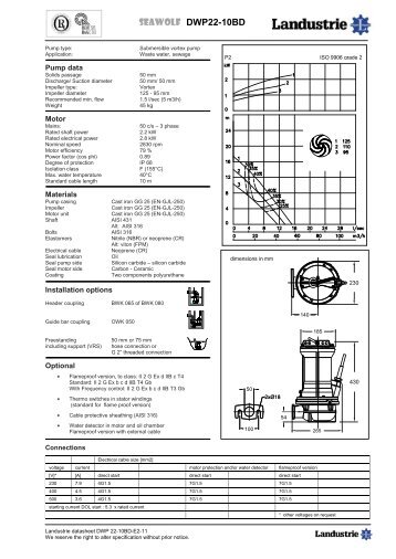 Datasheets DWP22 series 50 c/s - Landustrie