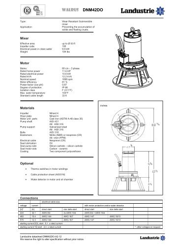 Datasheets DNM42 series 60 c/s - Landustrie