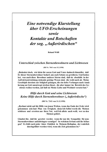 Dudde AufklÃ¤rung UFO PhÃ¤nomen [PDF] - Huhorah