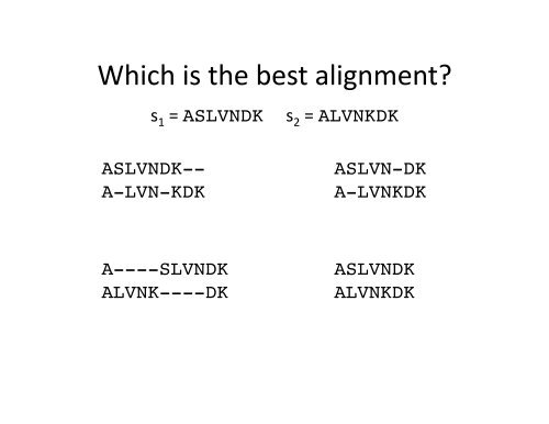 Global Sequence Alignment: the Needleman-âWunsch Algorithm