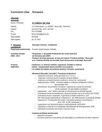 Curriculum vitae Europass FLOREA SILVIA