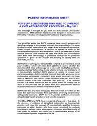 Patient Information Sheet for BUPA Insured Patients ... - Knee Surgeon