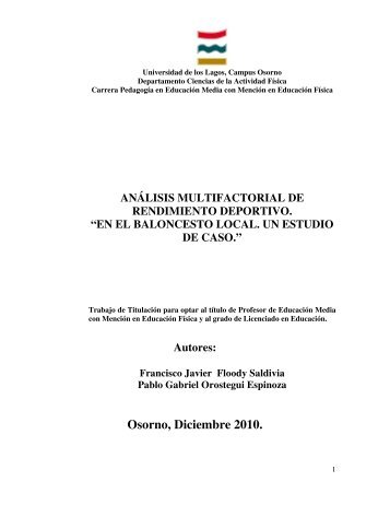 anÃ¡lisis multifactorial de rendimiento deportivo. - La web de los ...