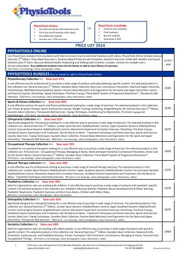 Price List 2013 - PhysioTools