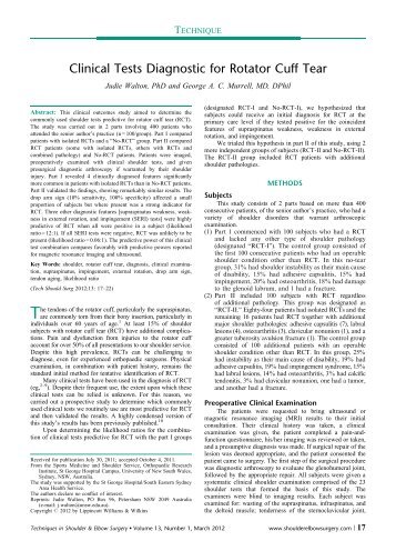 Clinical Tests Diagnostic for Rotator Cuff Tear - Revdesportiva.pt