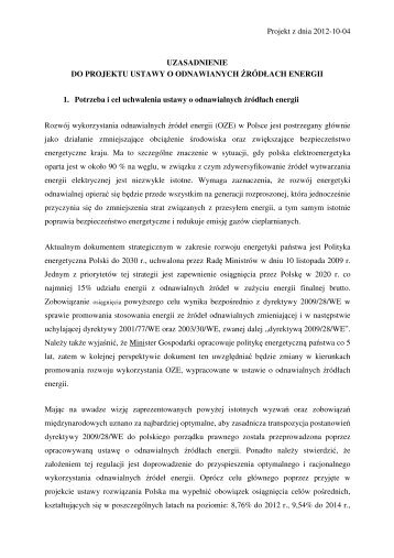 Uzasadnienie proj ustawy o OZE 4_10_12 SMALL.pdf - Polska Izba ...