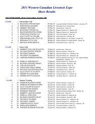 2011 Western Canadian Livestock Expo Show Results