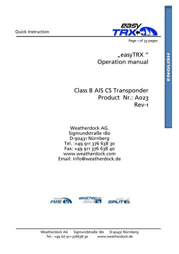 TRX manual hardware - Weatherdock AG