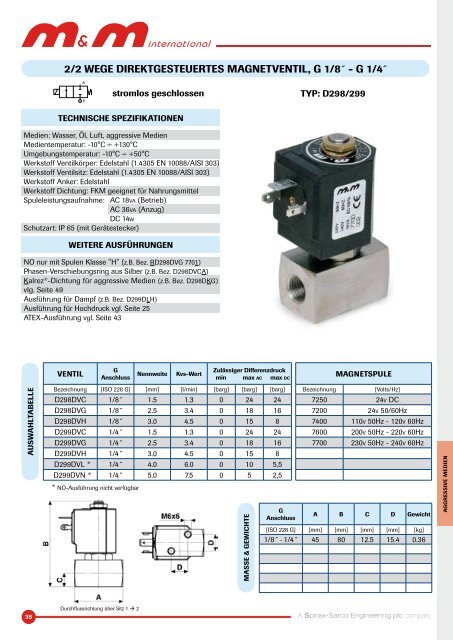 M&M International Magnetventile Katalog