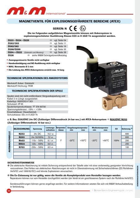 M&M International Magnetventile Katalog