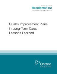 Quality Improvement Plans in Long-Term Care: Lessons Learned