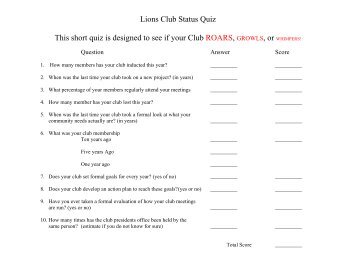 Lions Club Status Quiz This short quiz is designed to ... - Ohio Lions